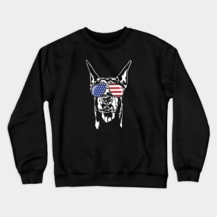 Doberman Pinscher American Flag sunglasses patriotic dog Crewneck Sweatshirt